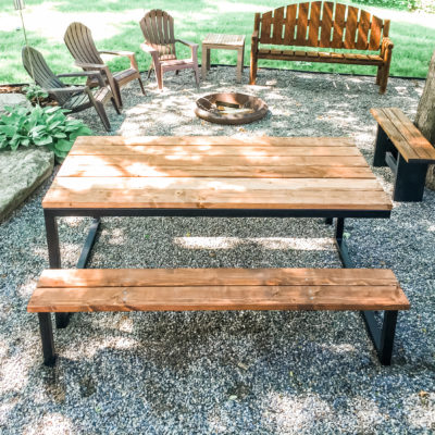 Black square tube picnic table